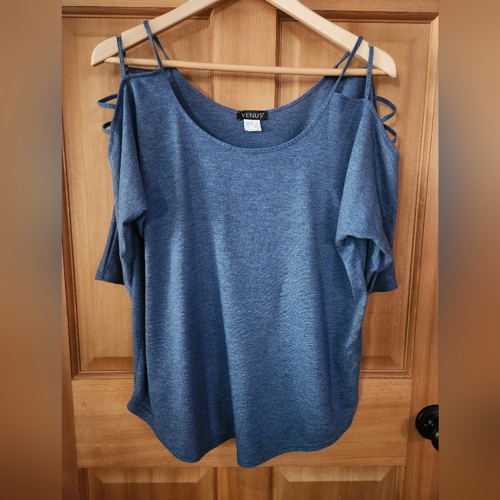 Venus Blue Medium Cold Shoulder Top